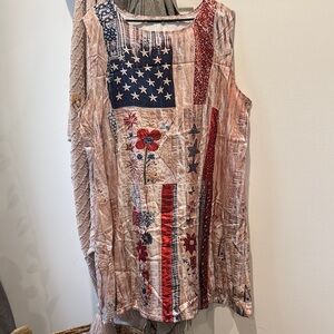 Patriotic Patchwork Print Sleeveless Dress